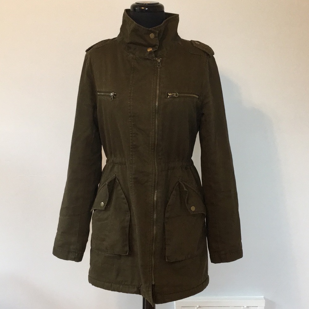 GAP Wander Long Moss Green Sherpa Lined Coat, S